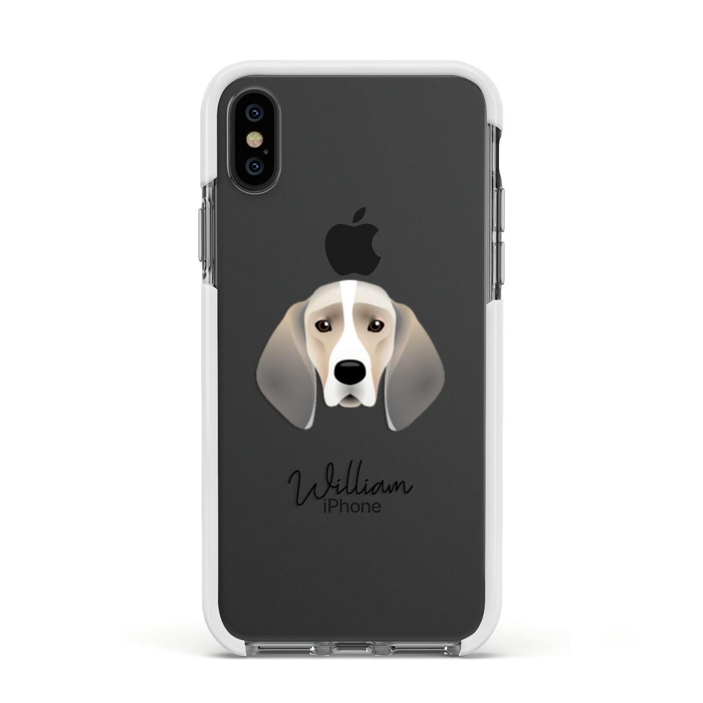 Trailhound Personalised Apple iPhone Xs Impact Case White Edge on Black Phone