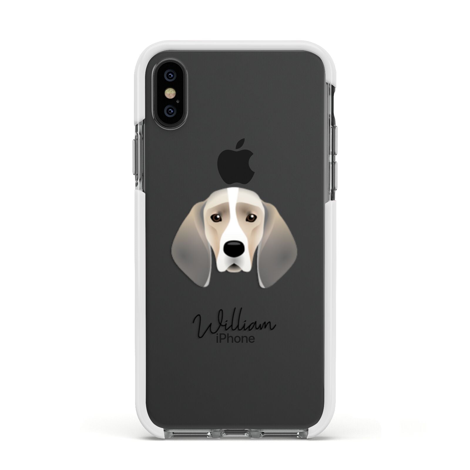 Trailhound Personalised Apple iPhone Xs Impact Case White Edge on Black Phone