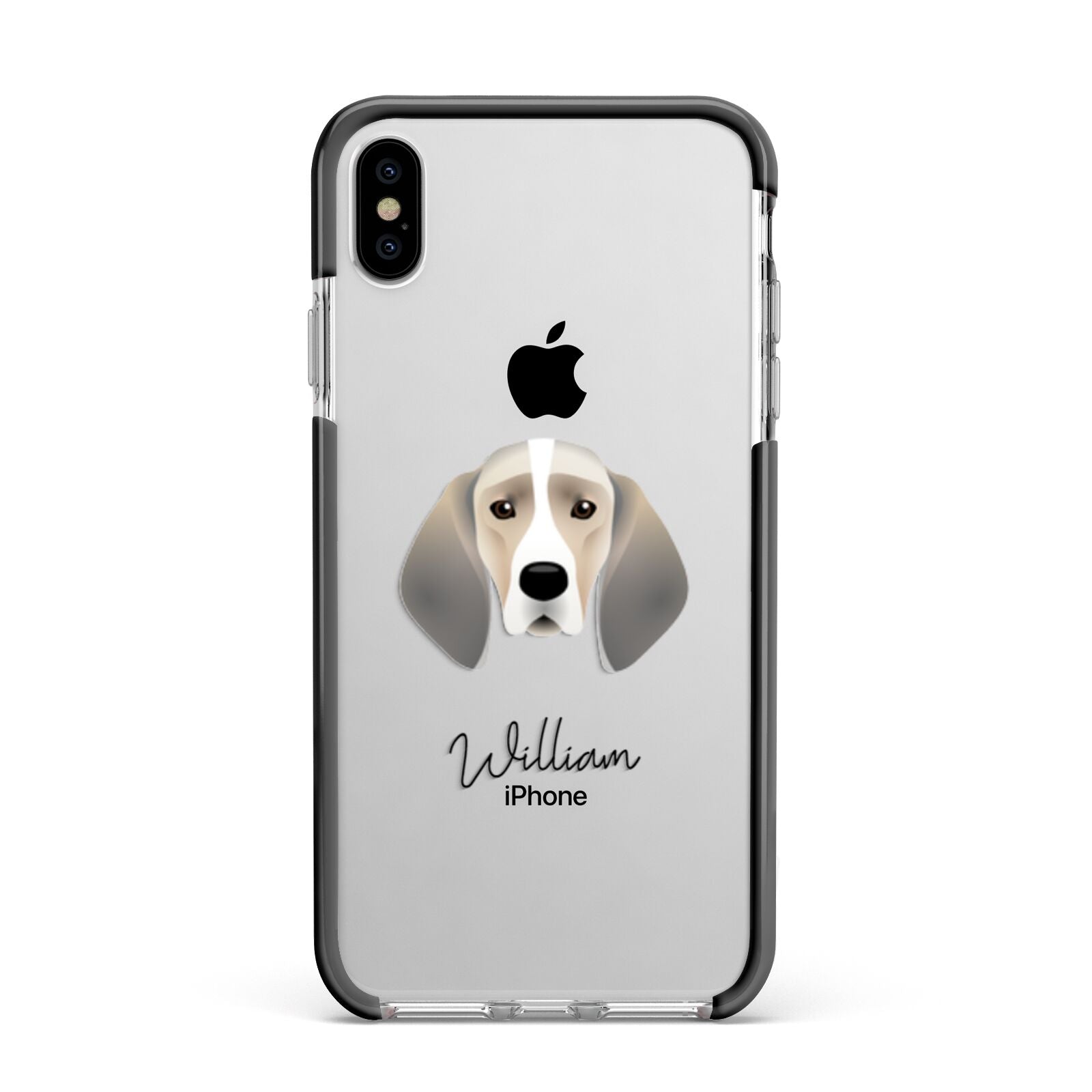 Trailhound Personalised Apple iPhone Xs Max Impact Case Black Edge on Silver Phone