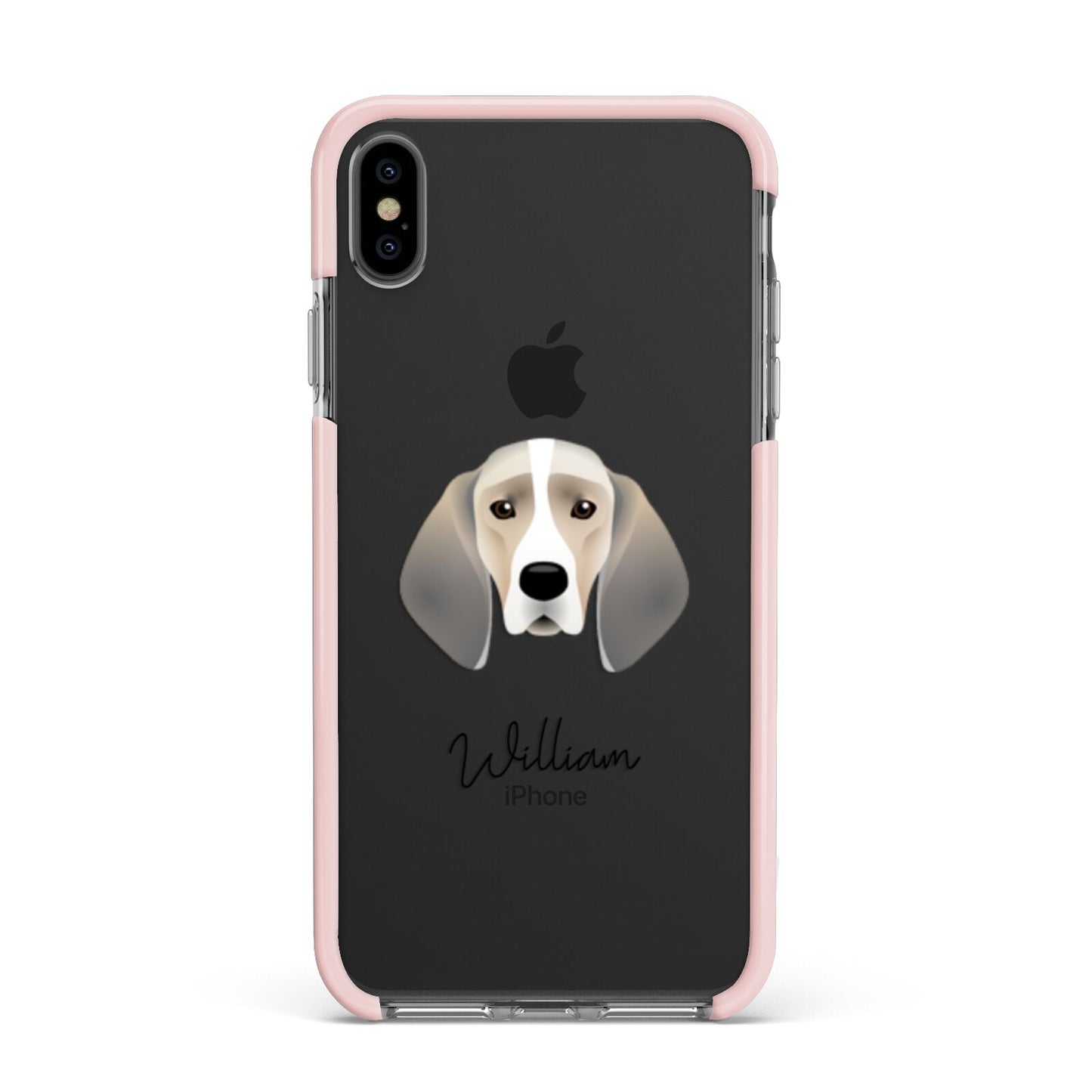 Trailhound Personalised Apple iPhone Xs Max Impact Case Pink Edge on Black Phone