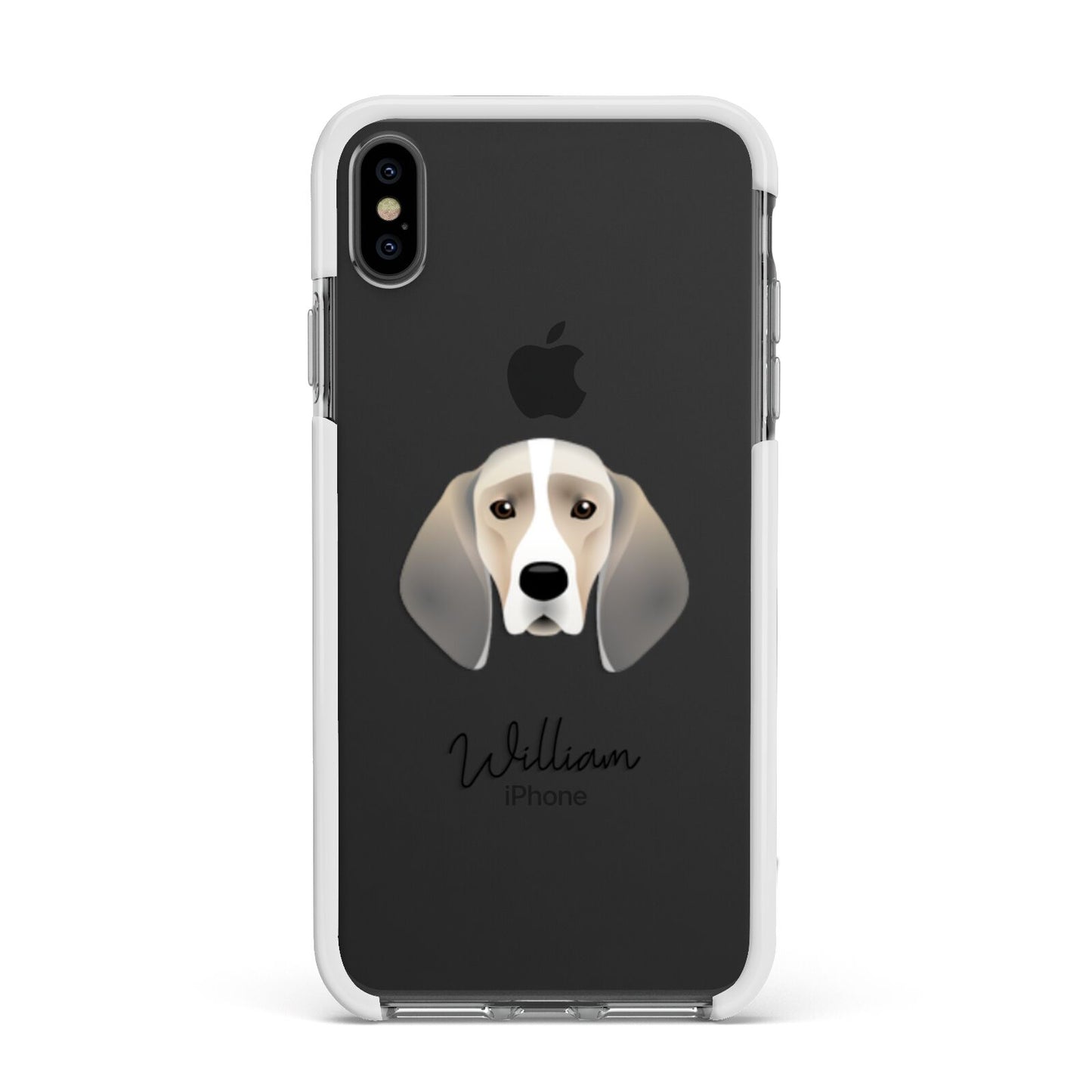 Trailhound Personalised Apple iPhone Xs Max Impact Case White Edge on Black Phone