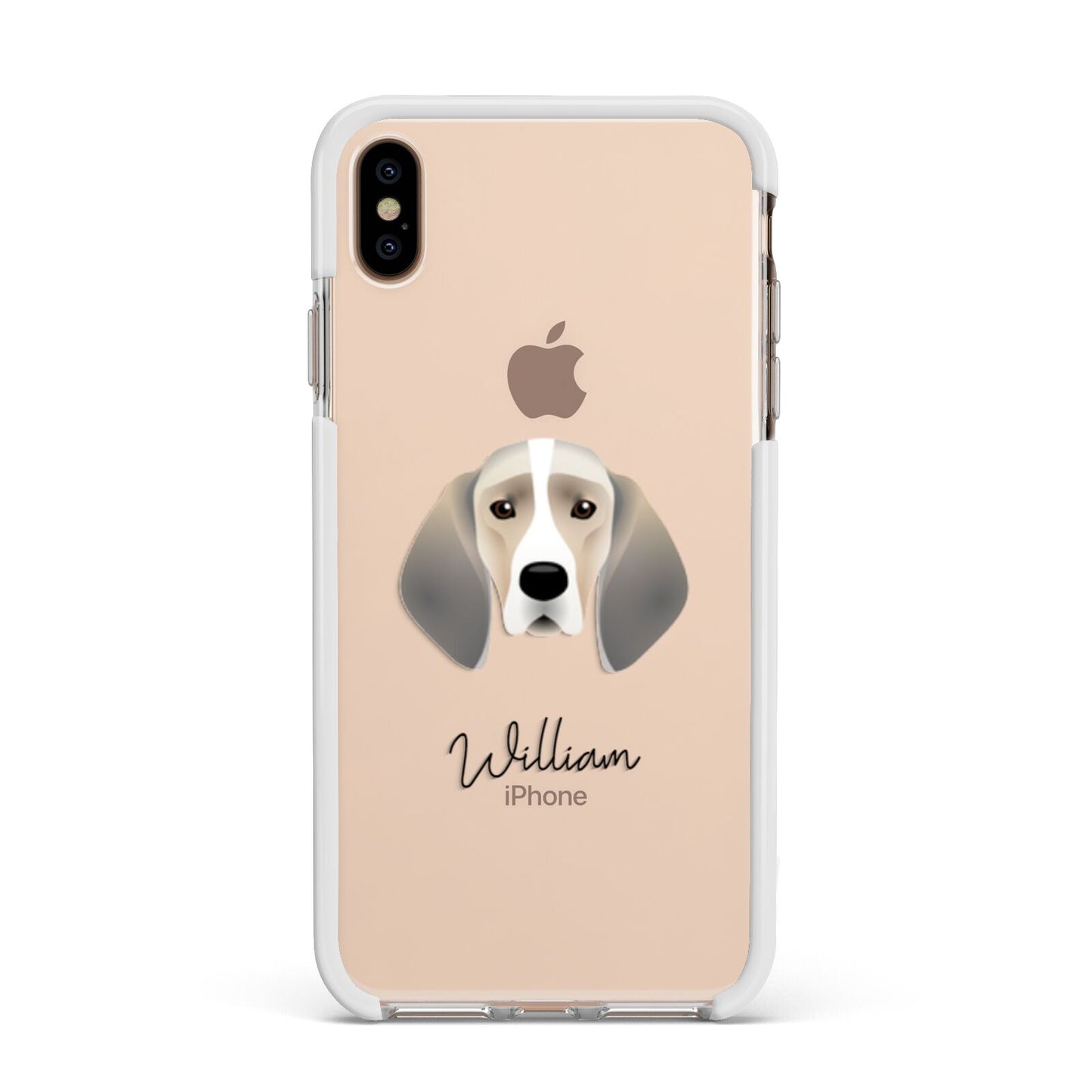 Trailhound Personalised Apple iPhone Xs Max Impact Case White Edge on Gold Phone