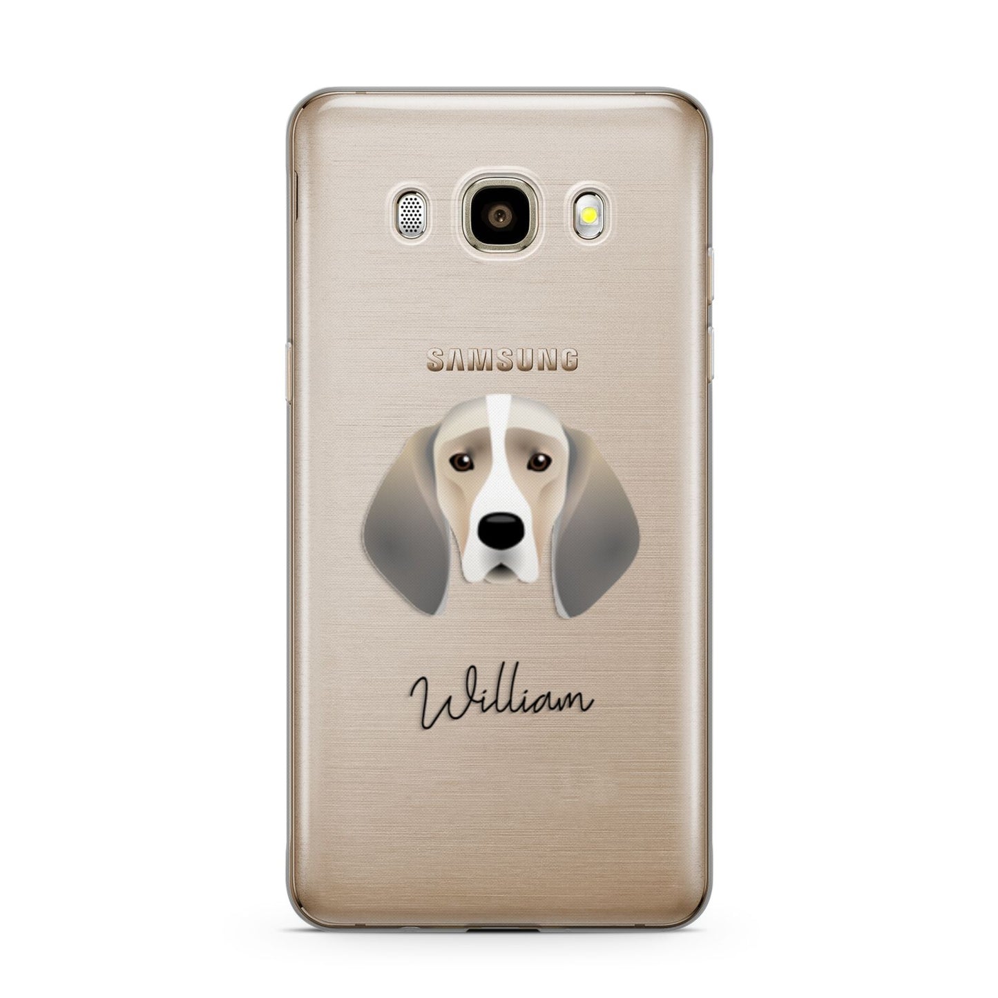 Trailhound Personalised Samsung Galaxy J7 2016 Case on gold phone