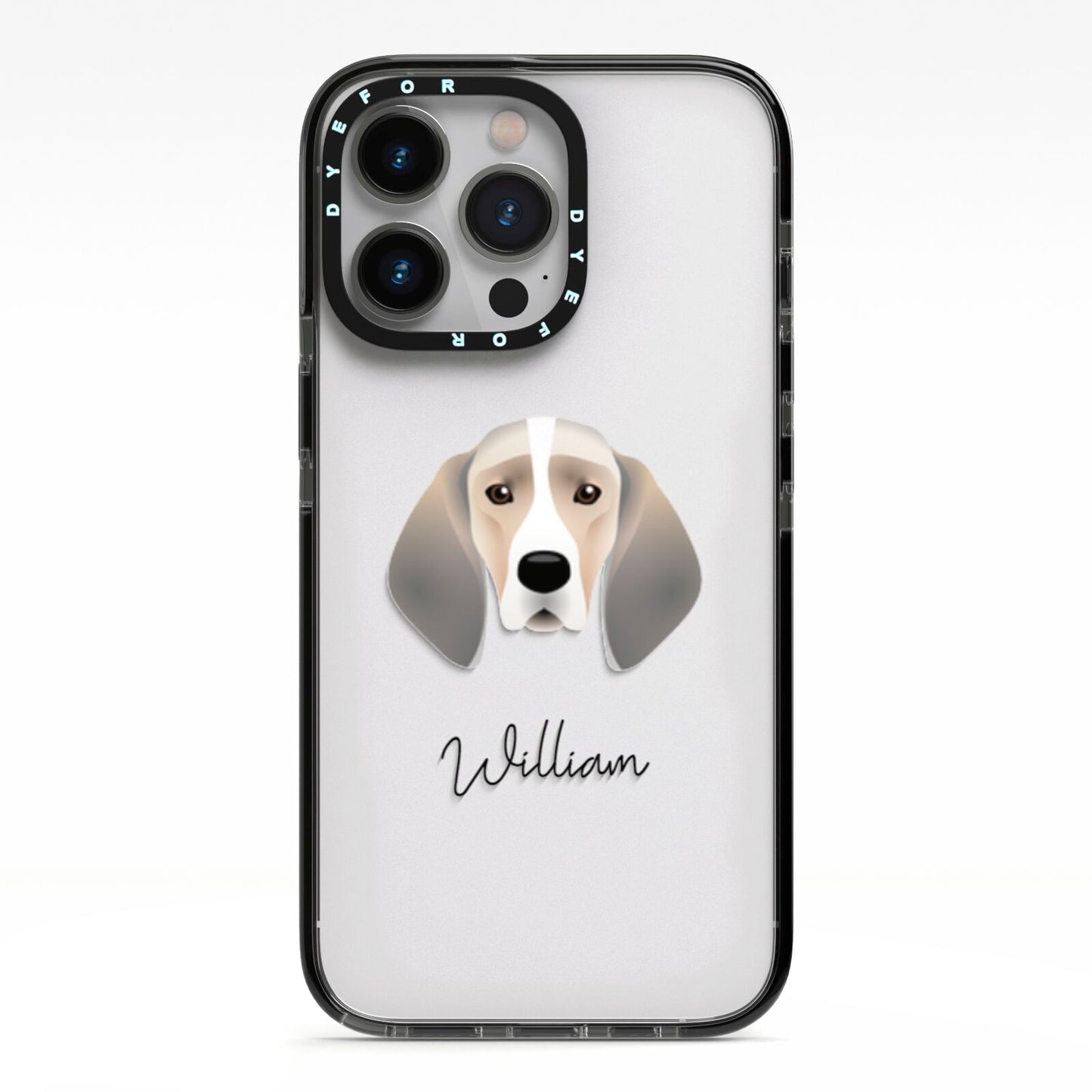 Trailhound Personalised iPhone 13 Pro Black Impact Case on Silver phone