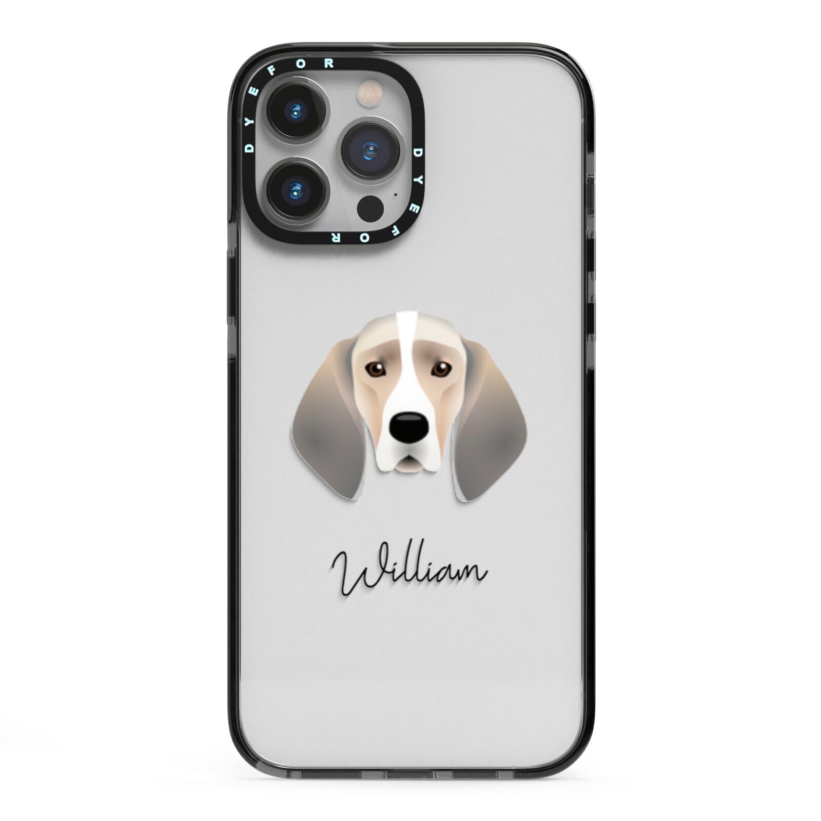 Trailhound Personalised iPhone 13 Pro Max Black Impact Case on Silver phone