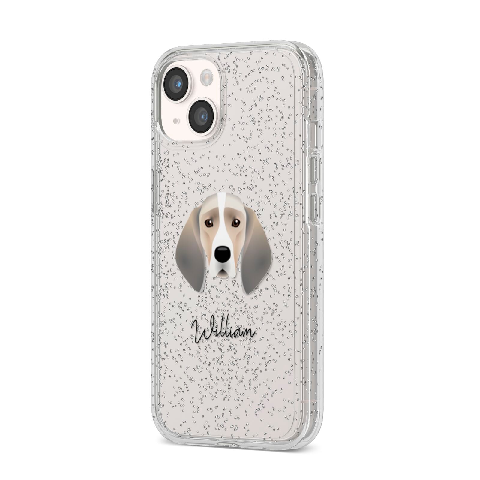 Trailhound Personalised iPhone 14 Glitter Tough Case Starlight Angled Image