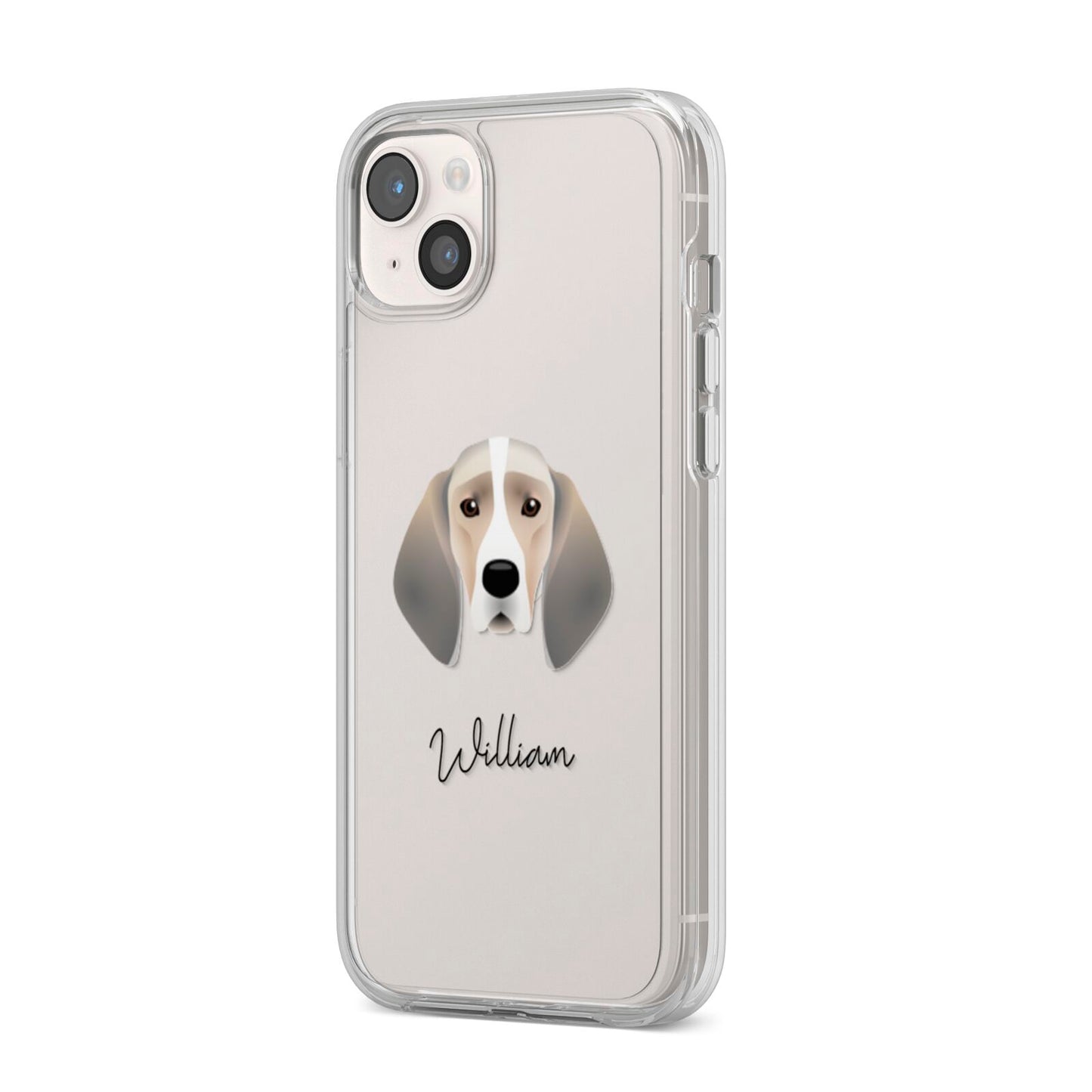 Trailhound Personalised iPhone 14 Plus Clear Tough Case Starlight Angled Image
