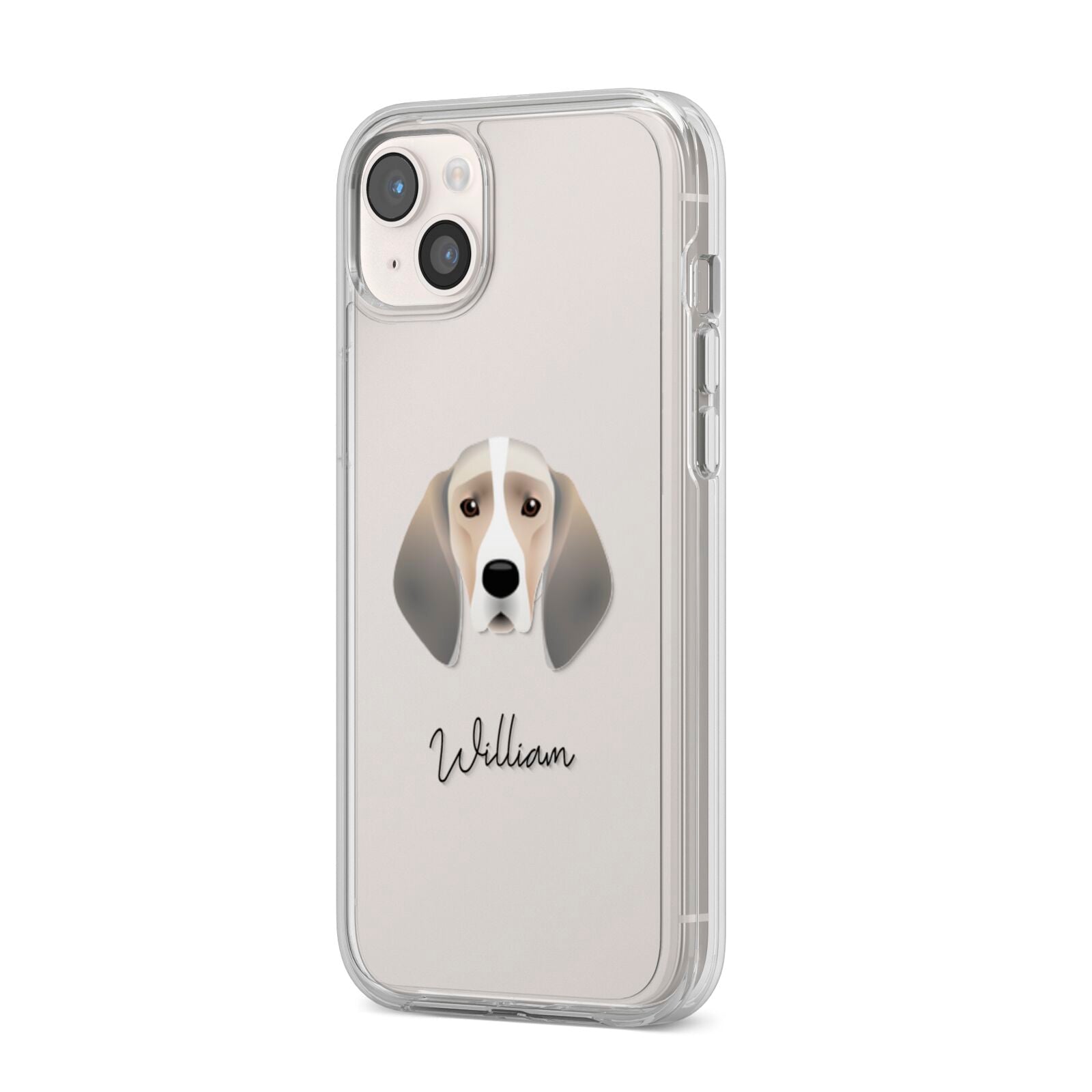 Trailhound Personalised iPhone 14 Plus Clear Tough Case Starlight Angled Image