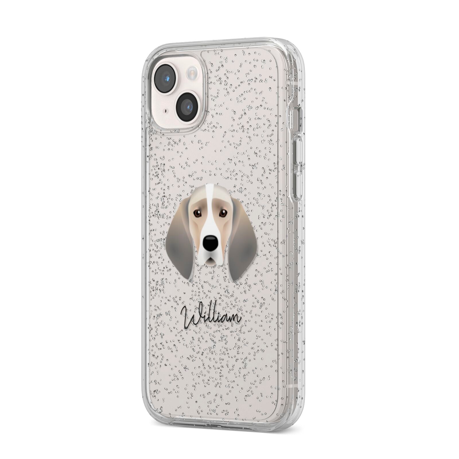 Trailhound Personalised iPhone 14 Plus Glitter Tough Case Starlight Angled Image