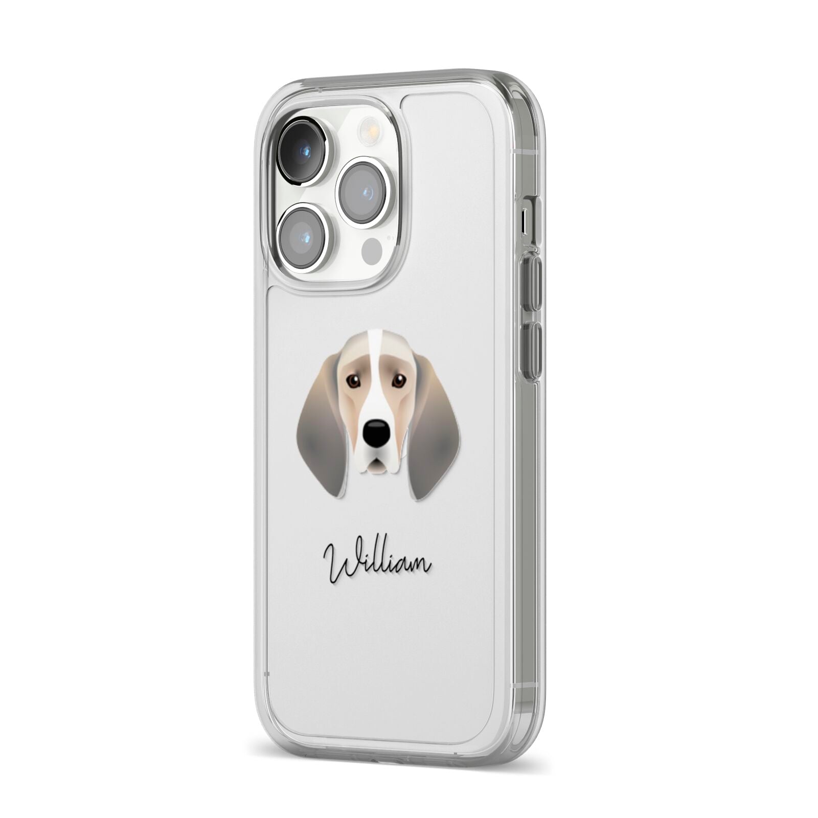Trailhound Personalised iPhone 14 Pro Clear Tough Case Silver Angled Image