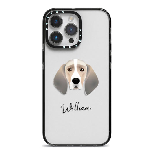 Trailhound Personalised iPhone 14 Pro Max Black Impact Case on Silver phone