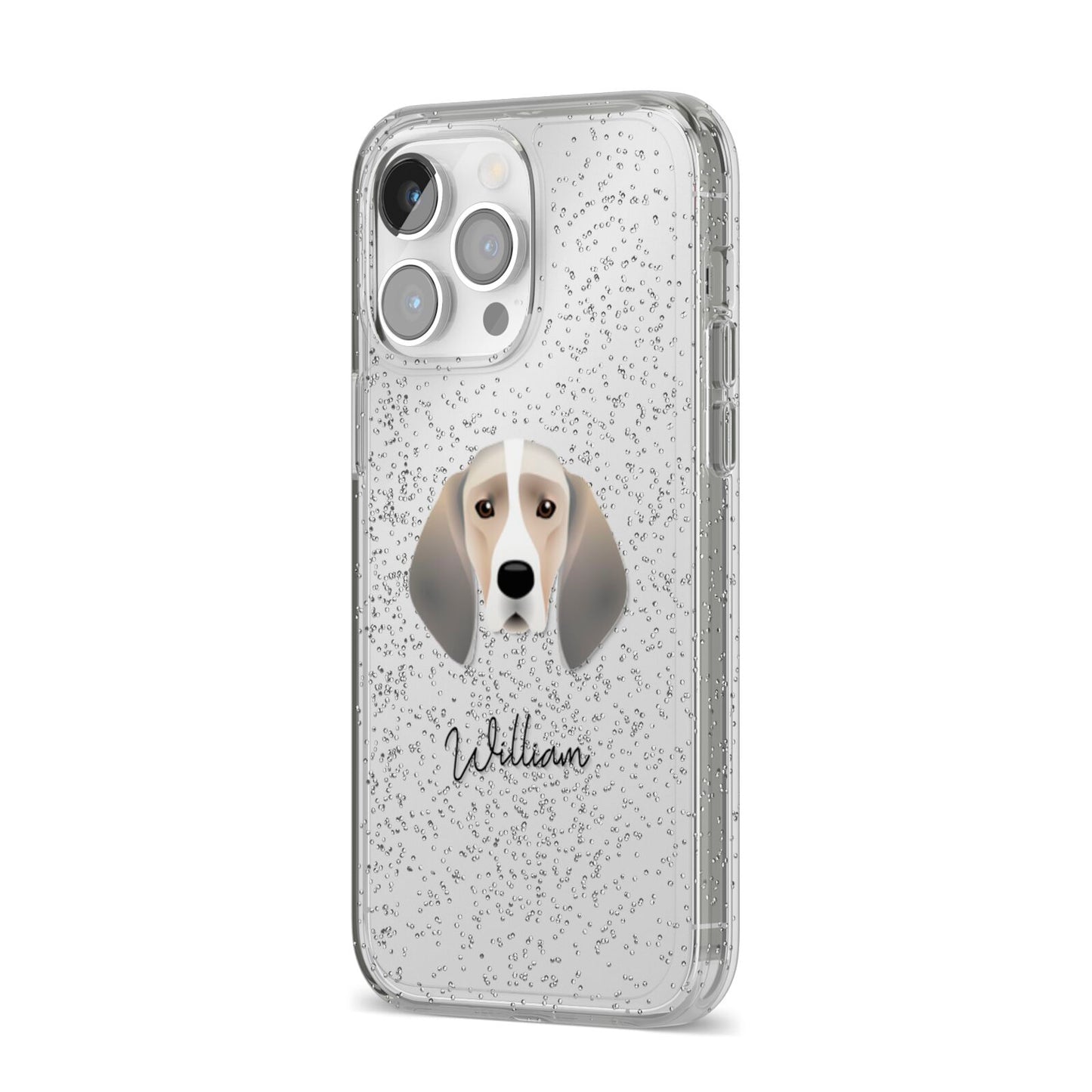 Trailhound Personalised iPhone 14 Pro Max Glitter Tough Case Silver Angled Image