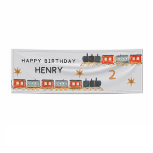 Train Personalised Happy Birthday Banner