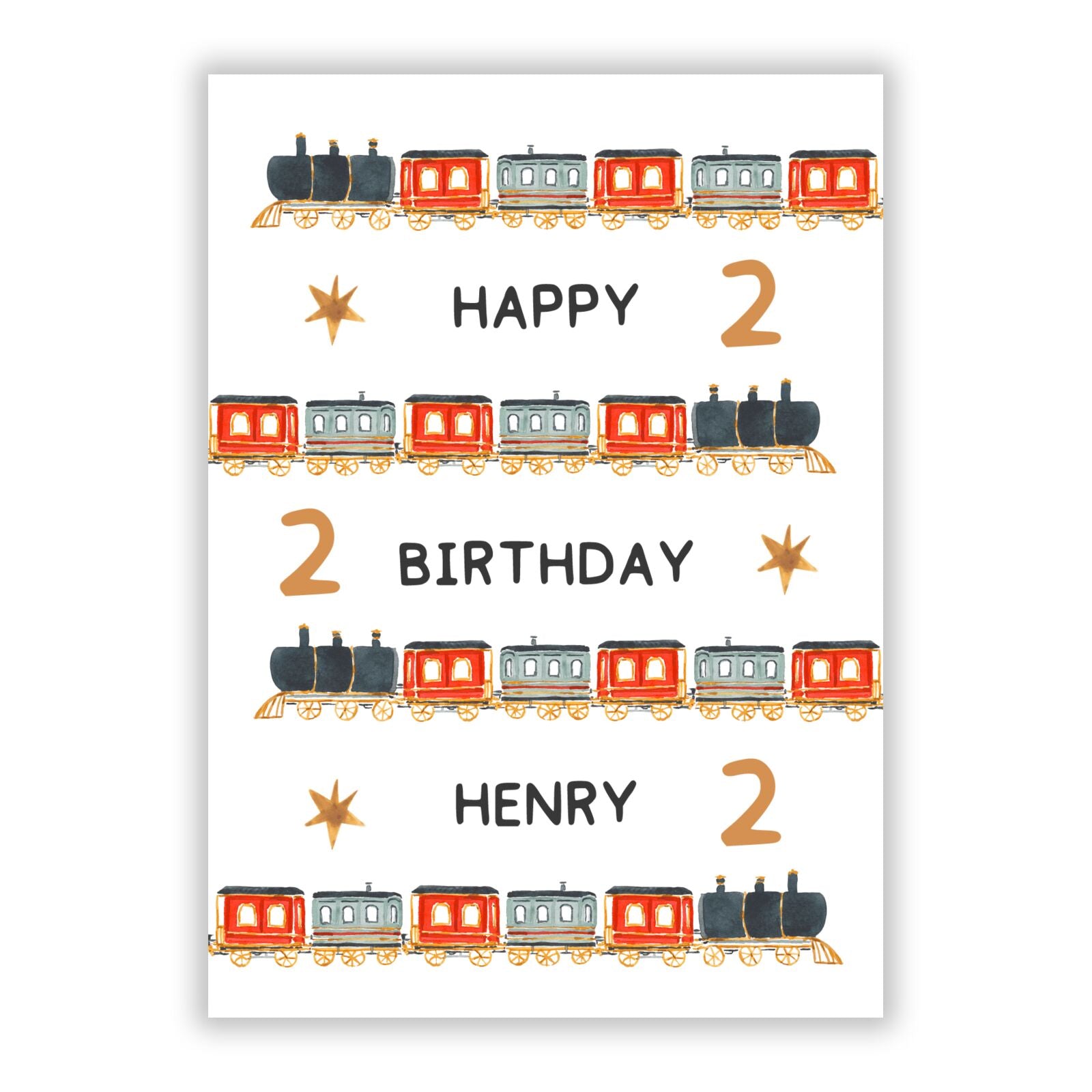 Train Personalised Happy Birthday A5 Flat Greetings Card
