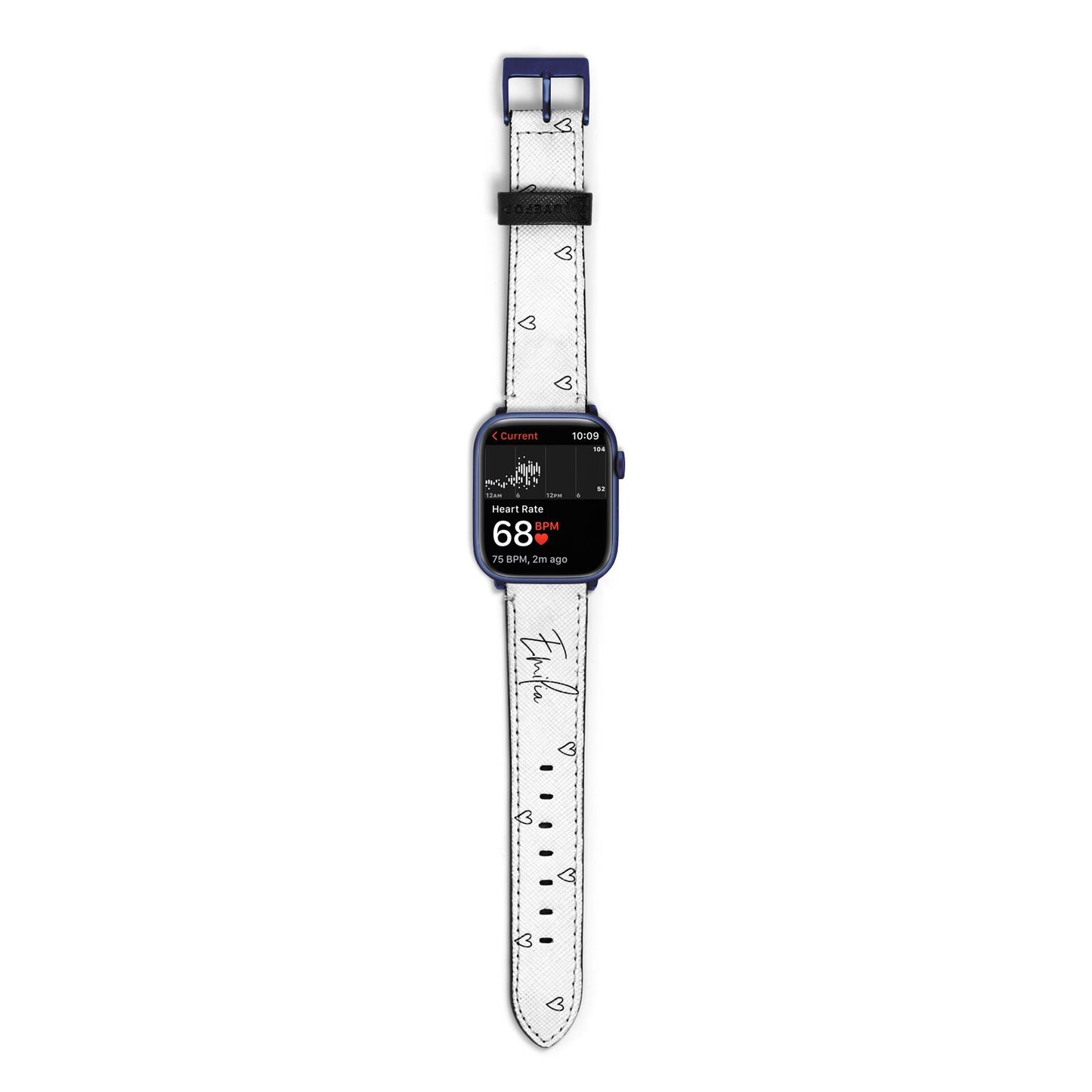 Transparent Black Handwritten Name Apple Watch Strap Size 38mm with Blue Hardware