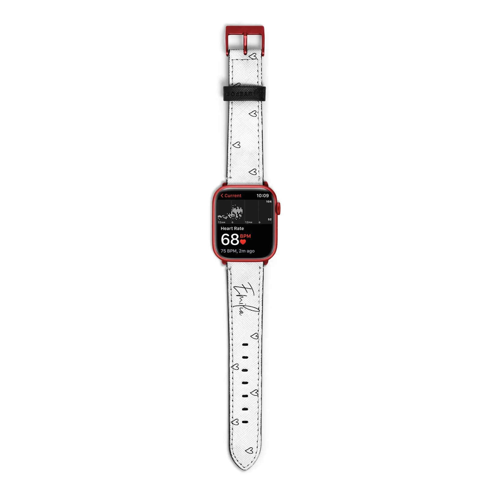 Transparent Black Handwritten Name Apple Watch Strap Size 38mm with Red Hardware