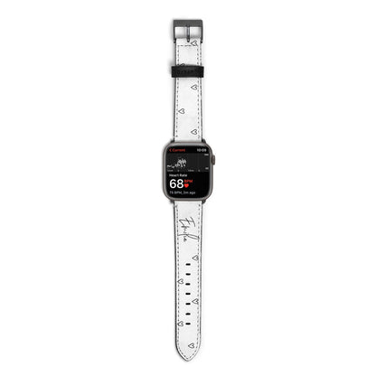 Transparent Black Handwritten Name Apple Watch Strap Size 38mm with Space Grey Hardware