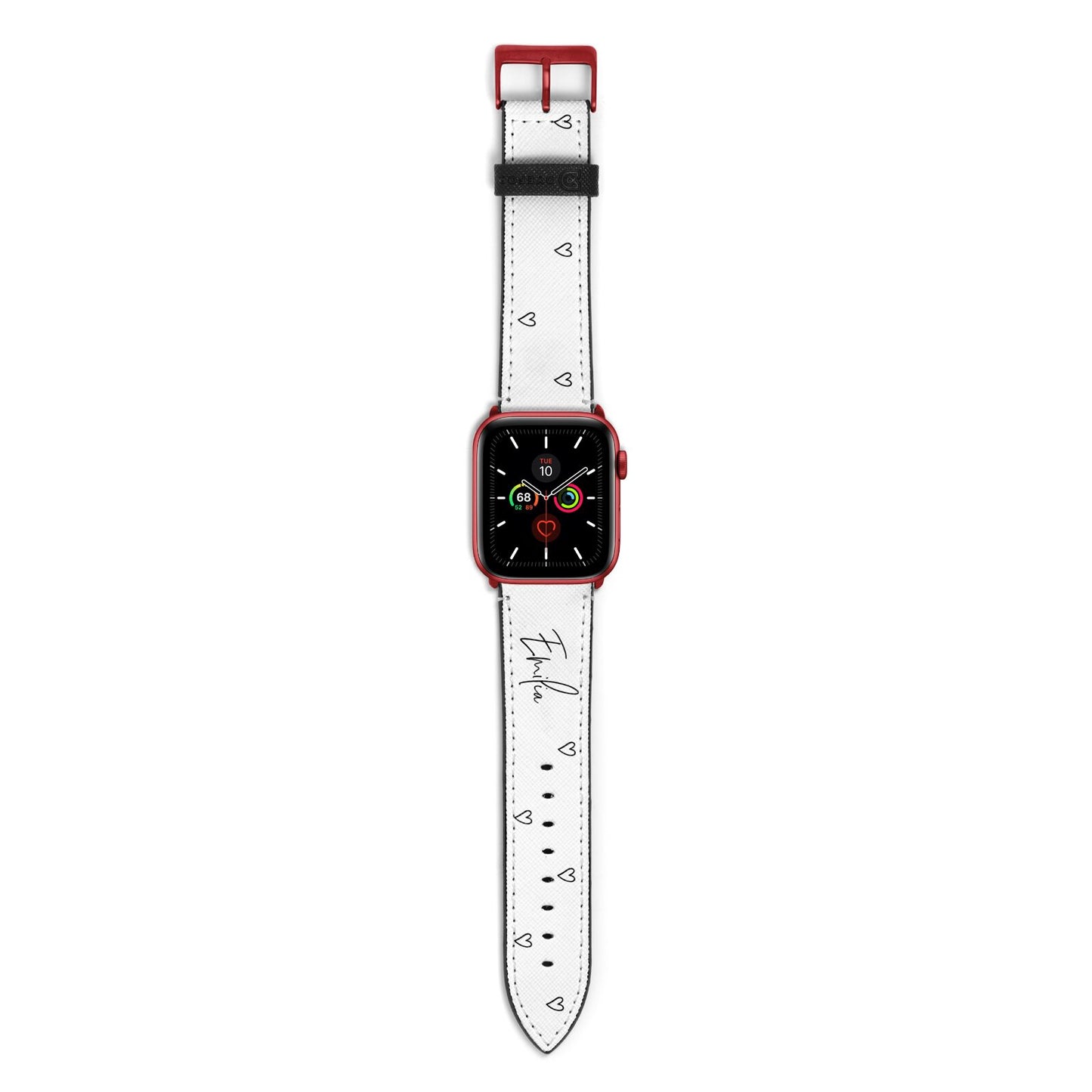 Transparent Black Handwritten Name Apple Watch Strap with Red Hardware