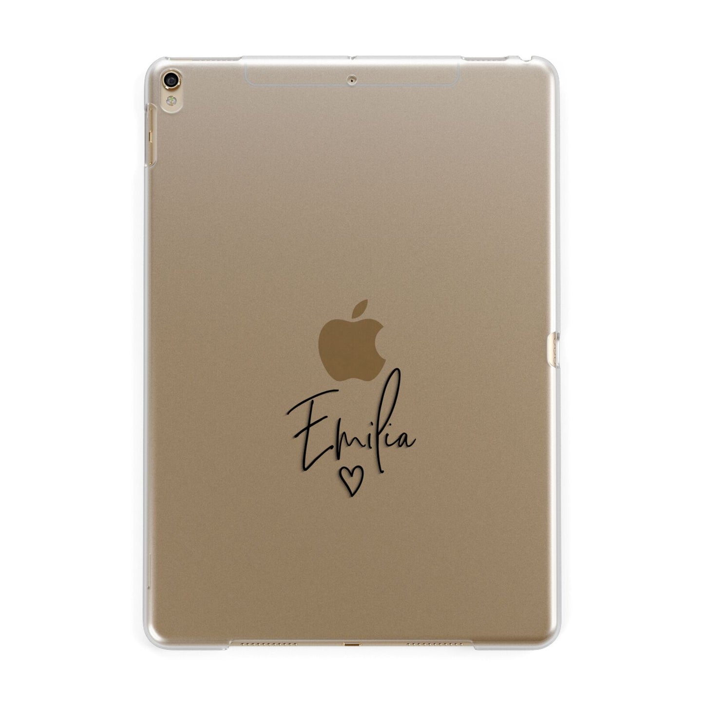 Transparent Black Handwritten Name Apple iPad Gold Case