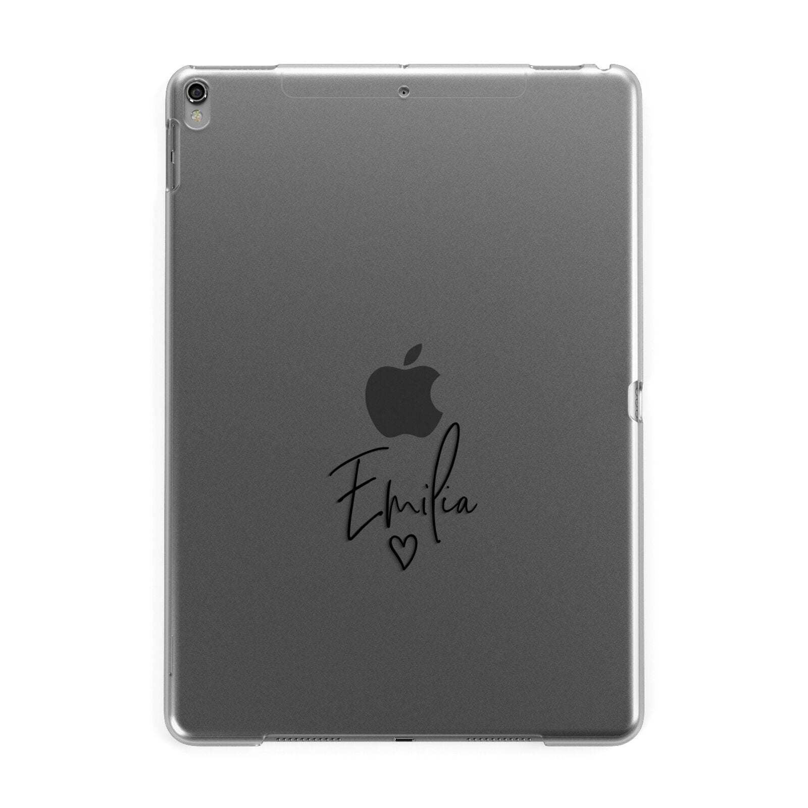 Transparent Black Handwritten Name Apple iPad Grey Case