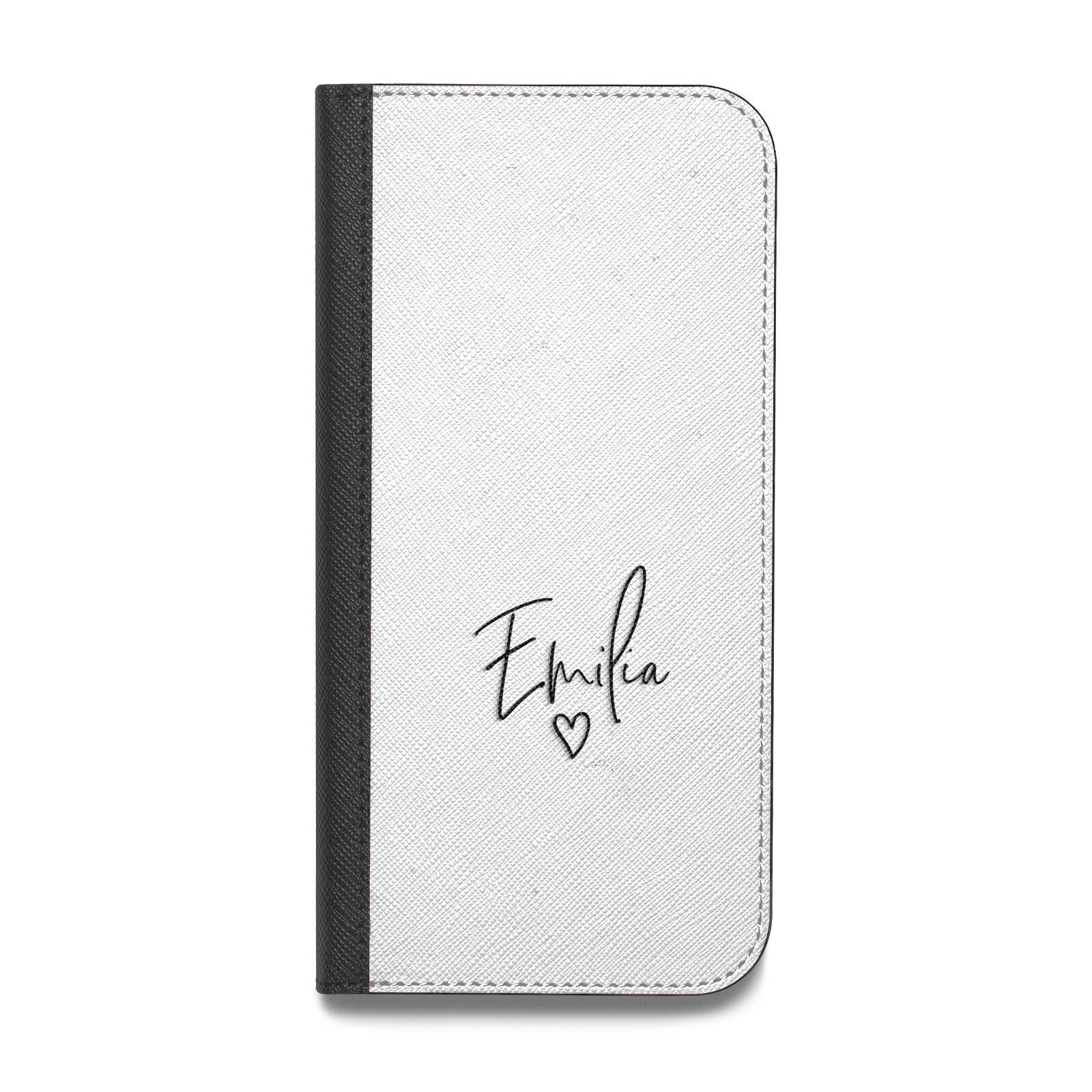 Transparent Black Handwritten Name Vegan Leather Flip Samsung Case