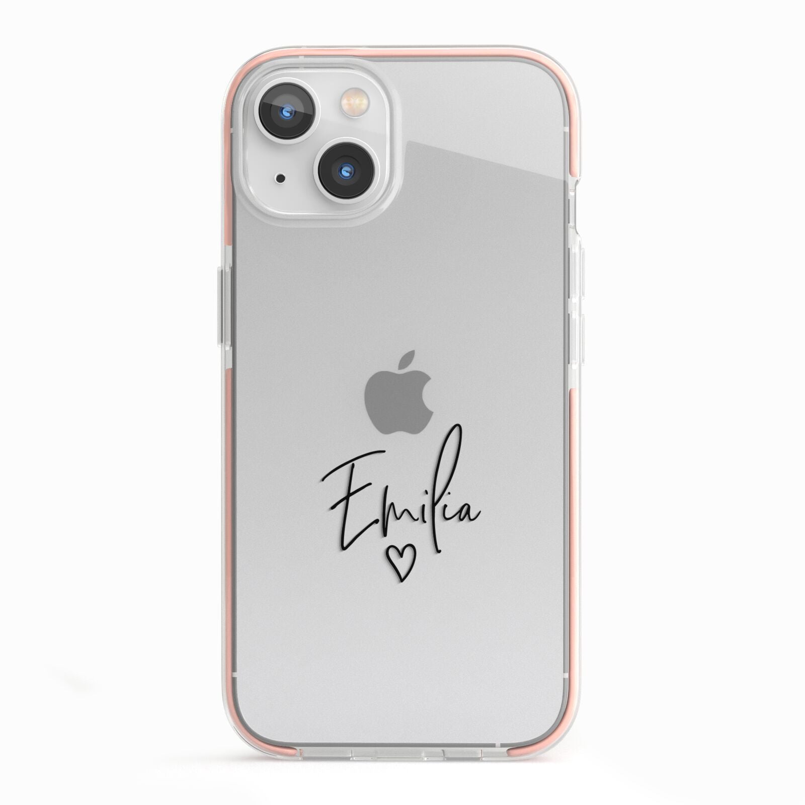 Transparent Black Handwritten Name iPhone 13 TPU Impact Case with Pink Edges