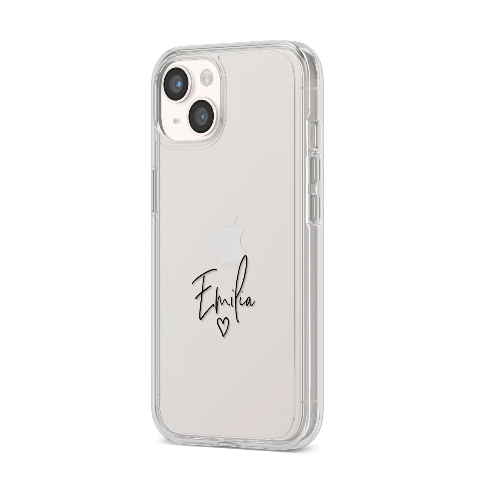 Transparent Black Handwritten Name iPhone 14 Clear Tough Case Starlight Angled Image