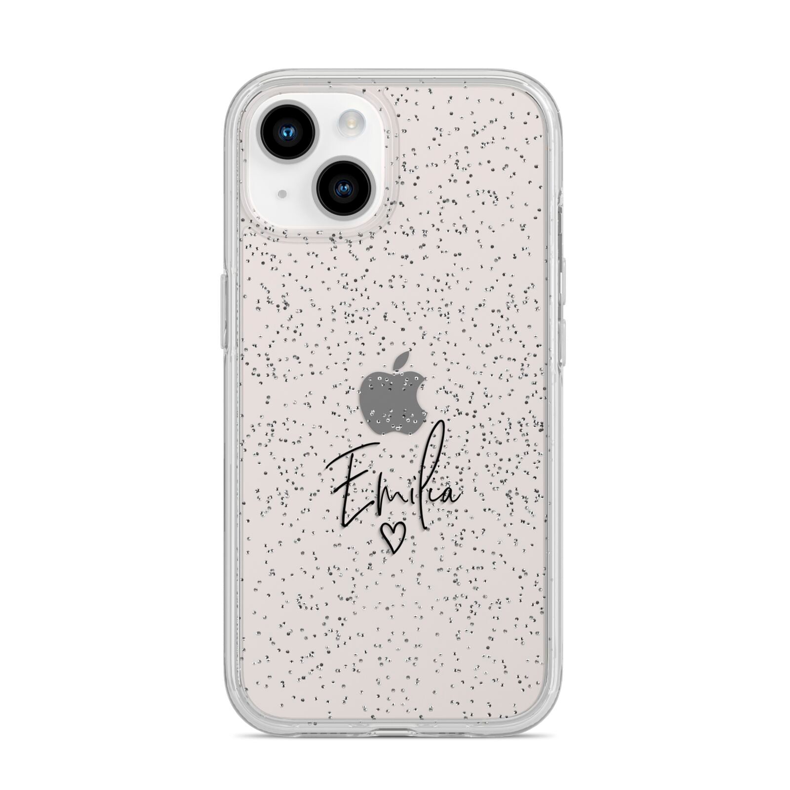 Transparent Black Handwritten Name iPhone 14 Glitter Tough Case Starlight
