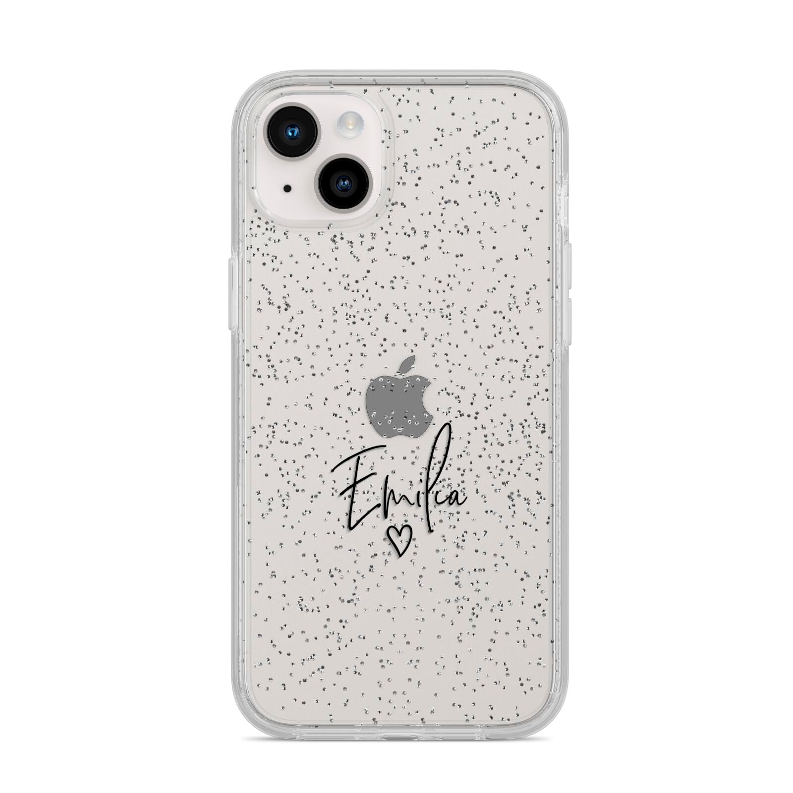 Transparent Black Handwritten Name iPhone 14 Plus Glitter Tough Case Starlight