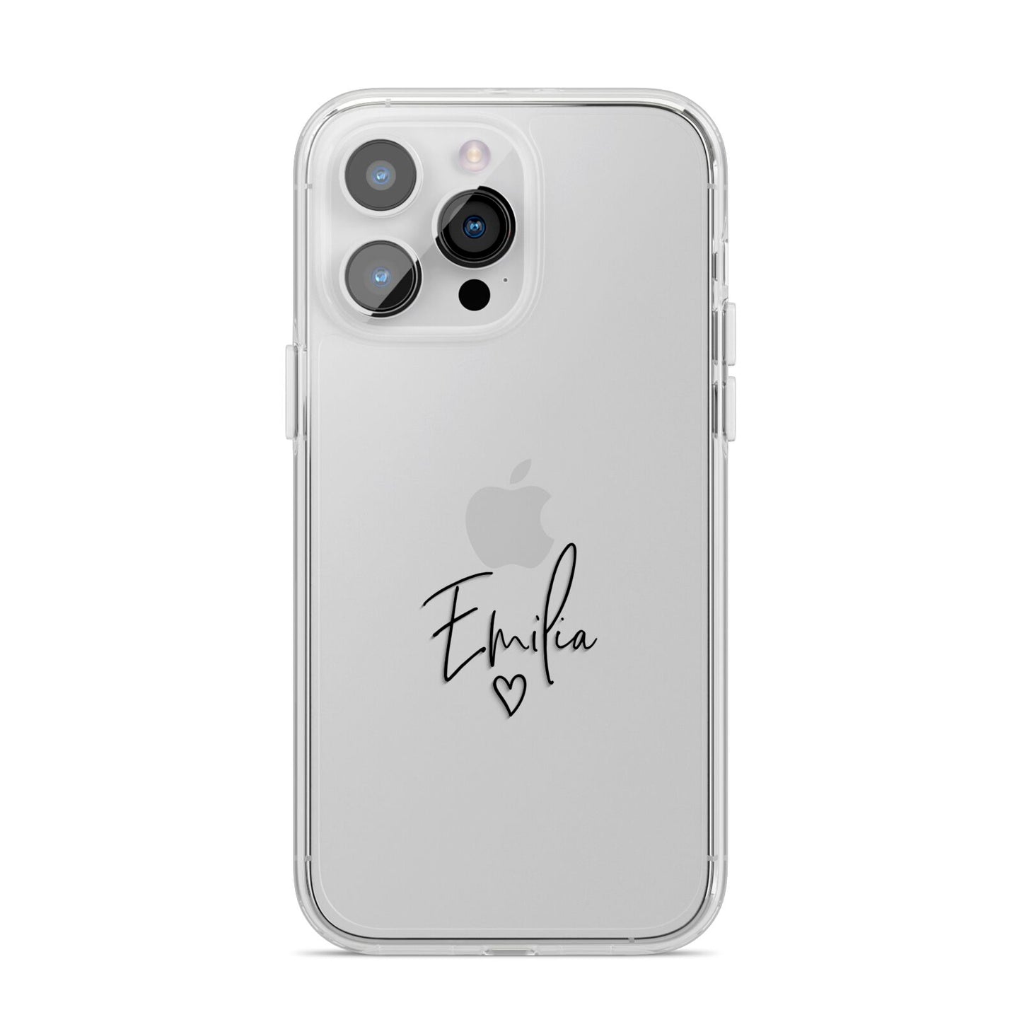 Transparent Black Handwritten Name iPhone 14 Pro Max Clear Tough Case Silver