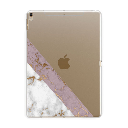 Transparent Pink and White Marble Apple iPad Gold Case