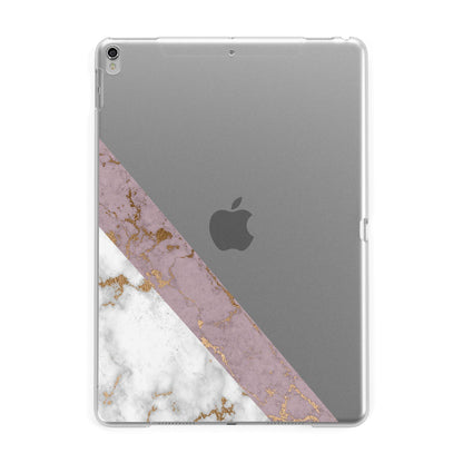 Transparent Pink and White Marble Apple iPad Silver Case