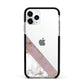 Transparent Pink and White Marble Apple iPhone 11 Pro in Silver with Black Impact Case