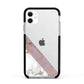 Transparent Pink and White Marble Apple iPhone 11 in White with Black Impact Case