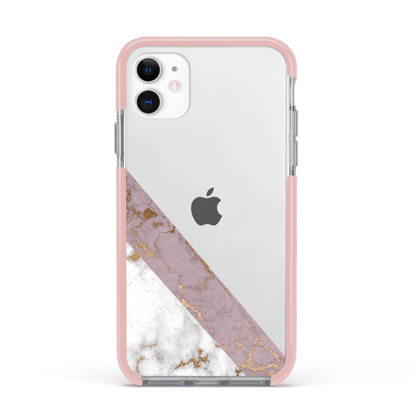 Transparent Pink and White Marble Apple iPhone 11 in White with Pink Impact Case