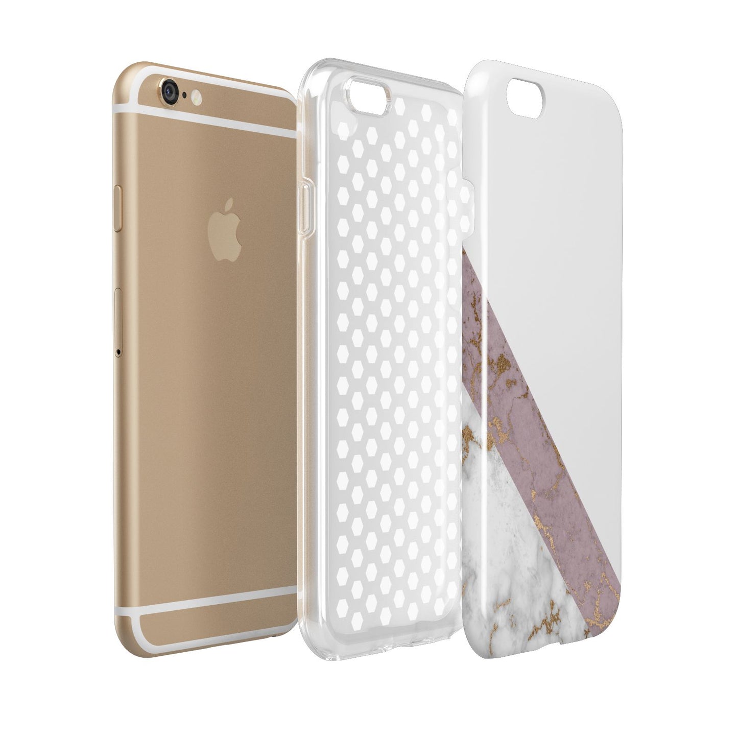 Transparent Pink and White Marble Apple iPhone 6 3D Tough Case Expanded view