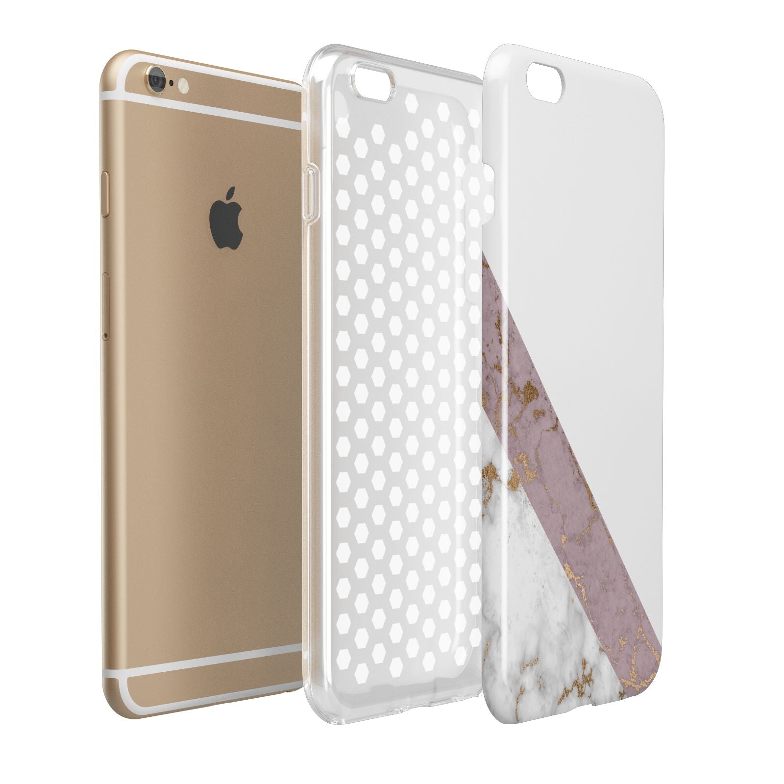 Transparent Pink and White Marble Apple iPhone 6 Plus 3D Tough Case Expand Detail Image