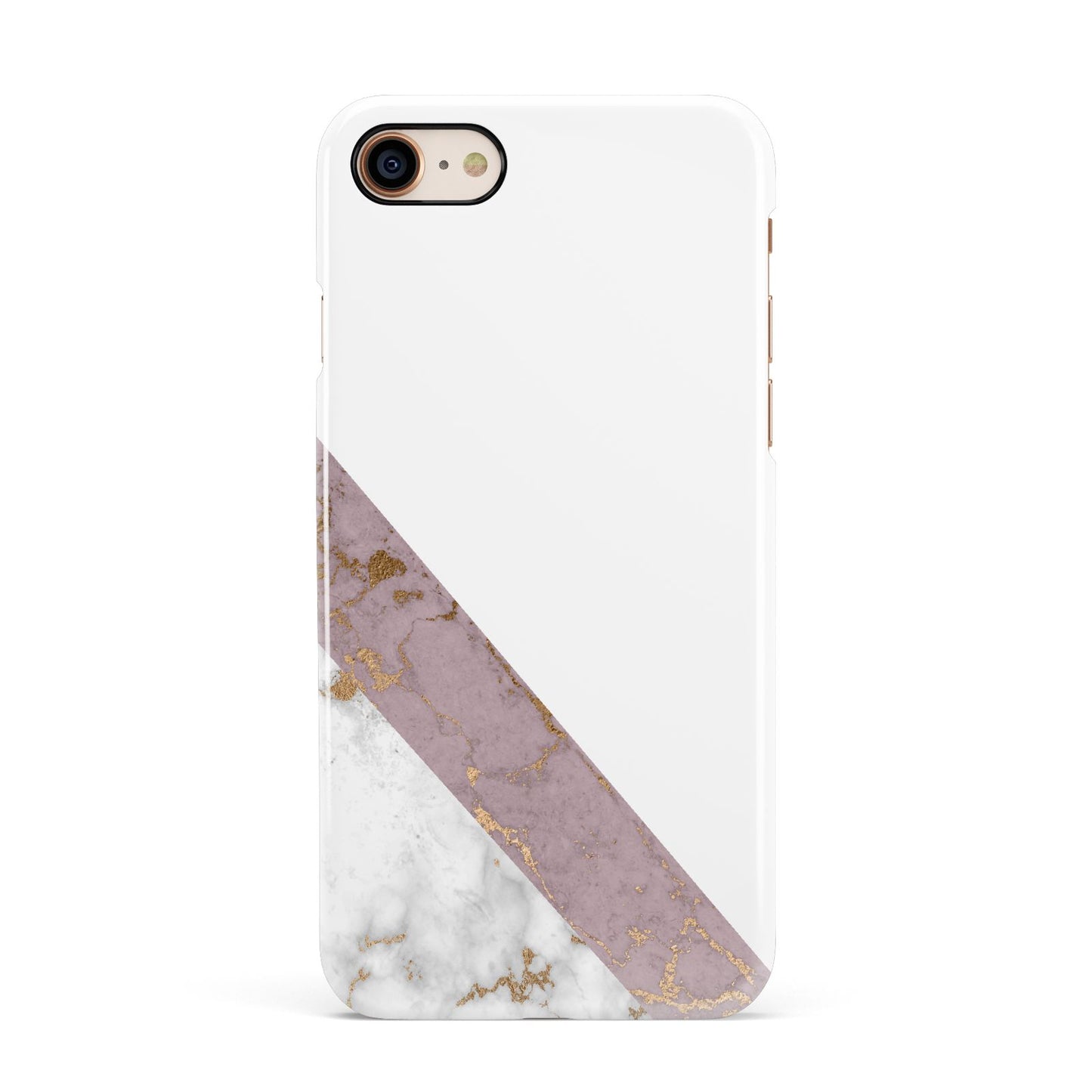 Transparent Pink and White Marble Apple iPhone 7 8 3D Snap Case