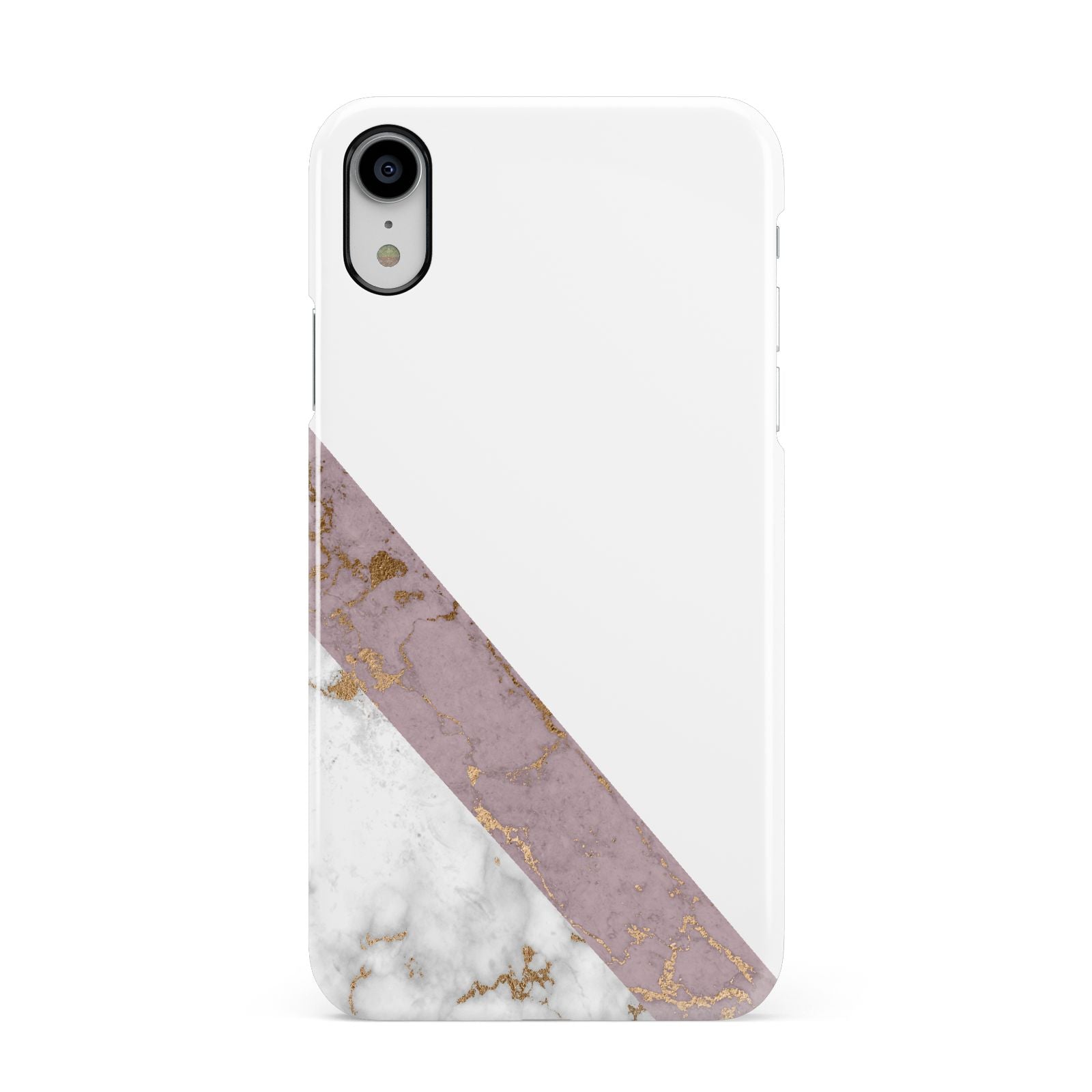 Transparent Pink and White Marble Apple iPhone XR White 3D Snap Case