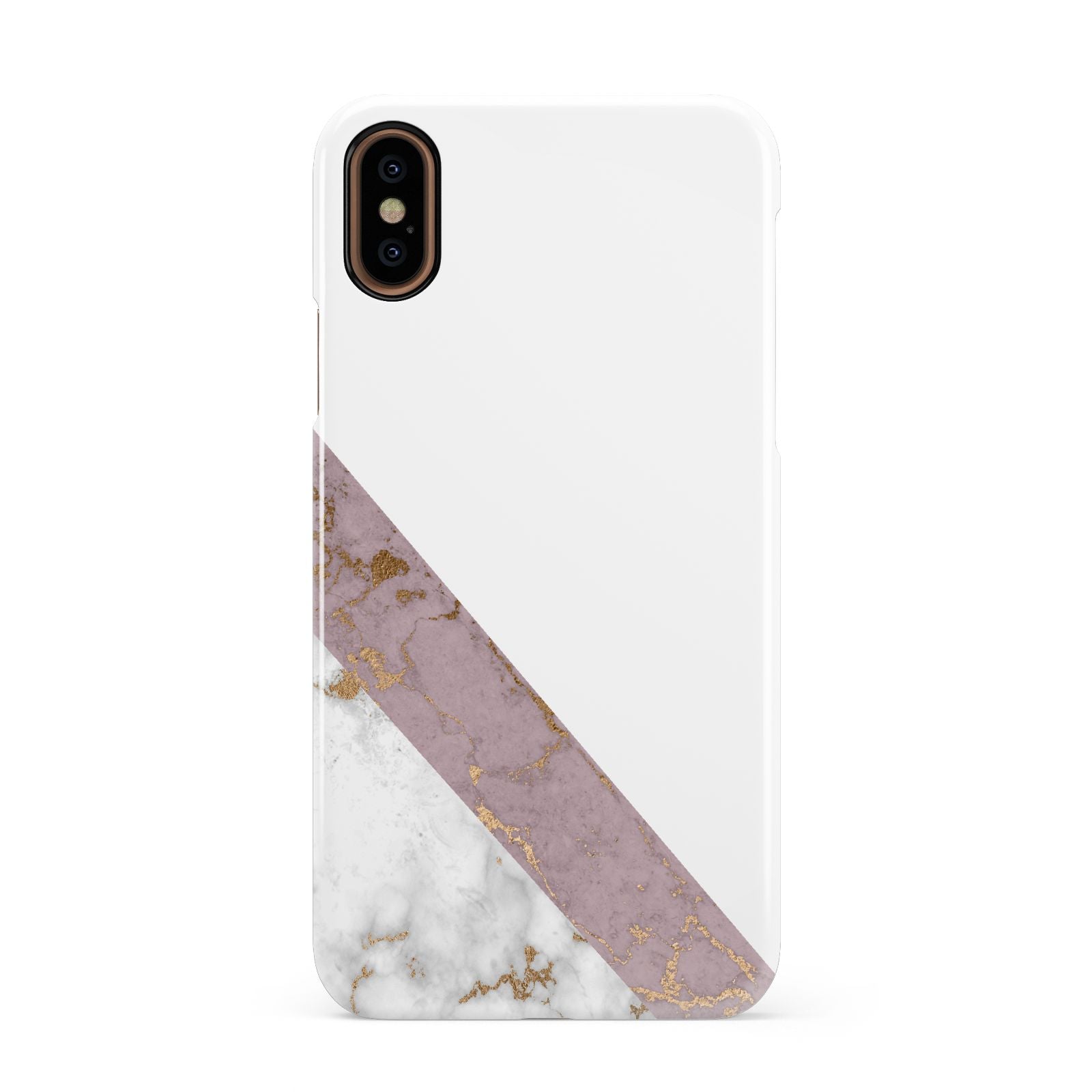 Transparent Pink and White Marble Apple iPhone XS 3D Snap Case