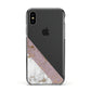 Transparent Pink and White Marble Apple iPhone Xs Impact Case Black Edge on Black Phone