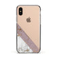 Transparent Pink and White Marble Apple iPhone Xs Impact Case Black Edge on Gold Phone