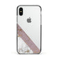 Transparent Pink and White Marble Apple iPhone Xs Impact Case Black Edge on Silver Phone