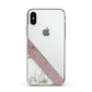 Transparent Pink and White Marble Apple iPhone Xs Impact Case White Edge on Silver Phone