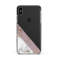 Transparent Pink and White Marble Apple iPhone Xs Max Impact Case Black Edge on Black Phone