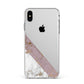 Transparent Pink and White Marble Apple iPhone Xs Max Impact Case White Edge on Silver Phone