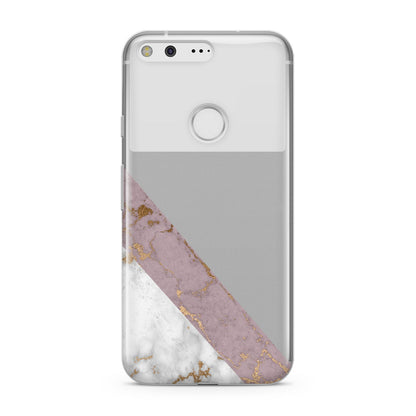Transparent Pink and White Marble Google Pixel Case