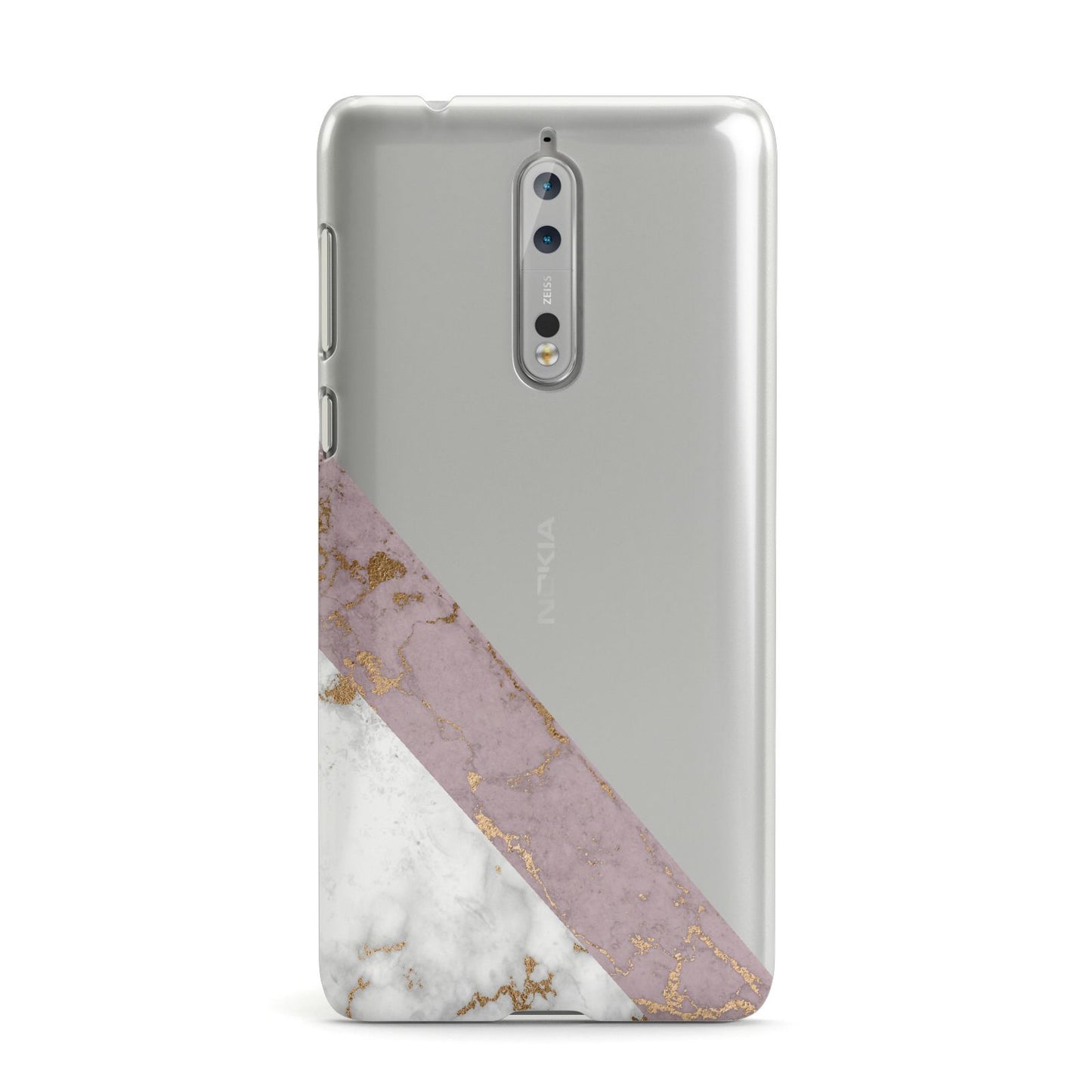 Transparent Pink and White Marble Nokia Case