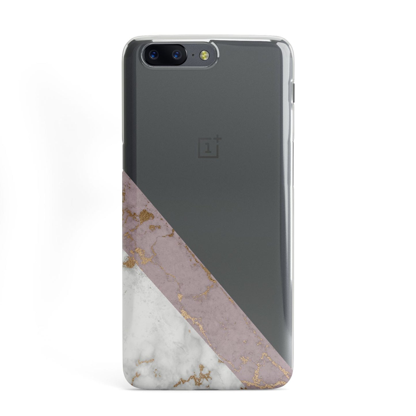 Transparent Pink and White Marble OnePlus Case