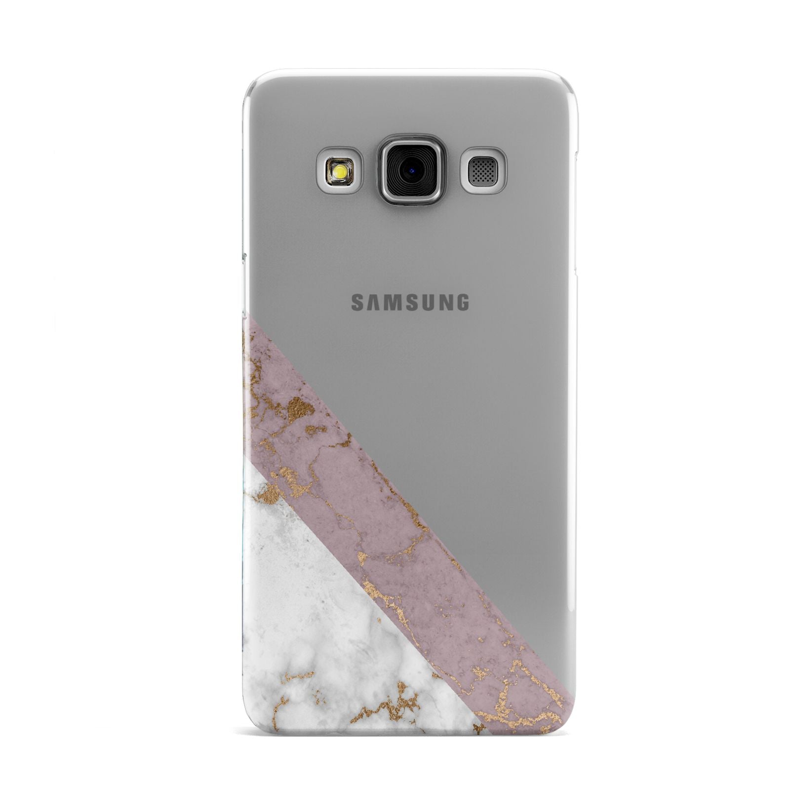 Transparent Pink and White Marble Samsung Galaxy A3 Case